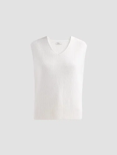 Vince Relaxed V-neck Cotton Blend Sweater Vest In White