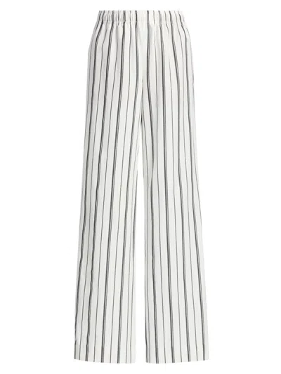 Vince Women's Resort Striped Cotton-blend Drawstring Pants In White