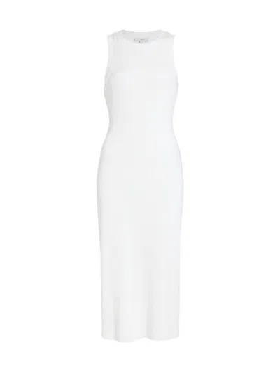 Vince Women's Rib-knit High Neck Tank Midi-dress In Optic White