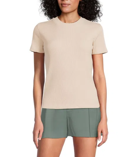 Vince Women's Rib-knit Stretch Cotton Top In Neutral