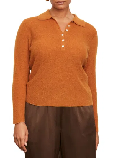 Vince Women's Ribbed Mohair & Wool Blend Polo Sweater In Mandarin