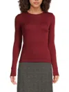 Vince Women's Ribbed Pima Cotton Top In Ruby Ink
