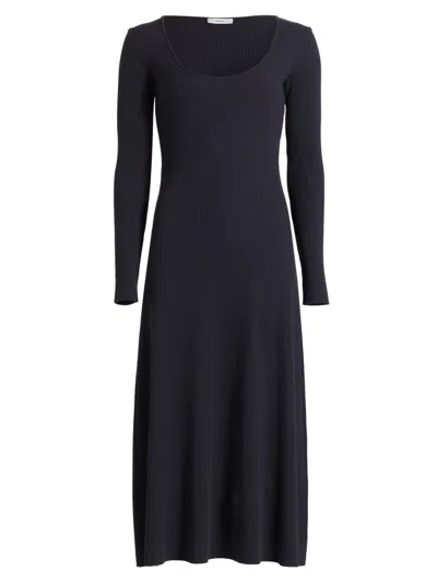 Vince Women's Ribbed Scoopneck Midi-dress In Blue
