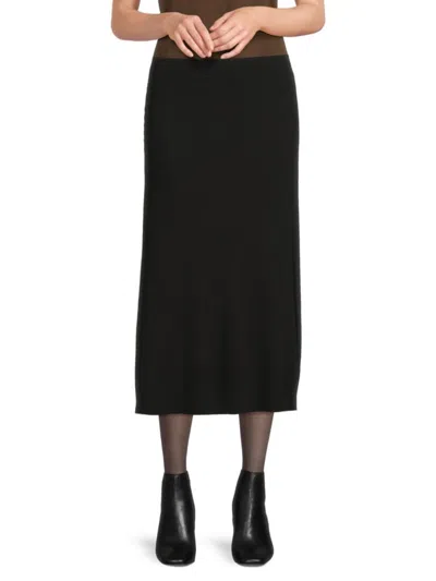 Vince Women's Ribbed Stretch-cotton Midi-skirt In Black