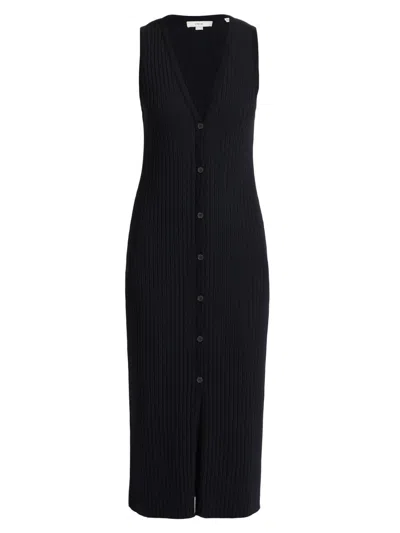 Vince Ribbed Stretch-knit Midi Dress In Black