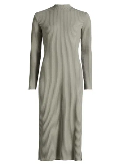 Vince Women's Rib-knit Crewneck Midi-dress In Gray