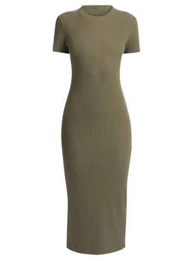 Vince Women's Rib-knit Crewneck Midi-dress In Green