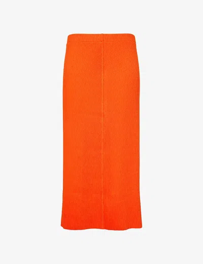 Vince Womens Ruby Dusk Elasticated-waist Rib-knit Cotton-blend Jersey Midi Skirt