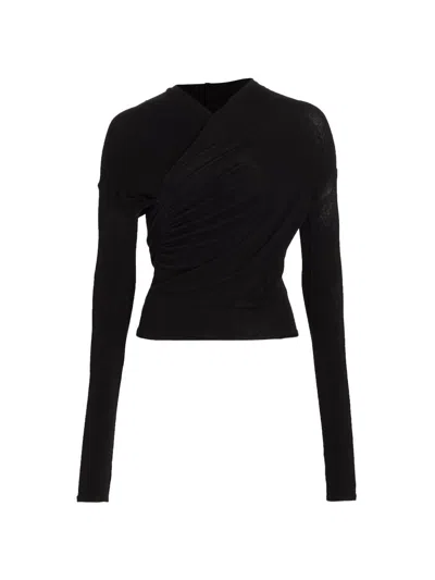 Vince Women's Ruched Long-sleeve Top In Black