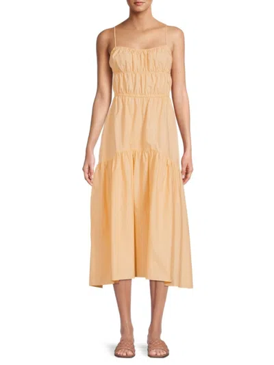 Vince Women's Ruched Midi Cami Dress In Peach