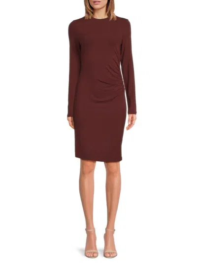 Vince Women's Ruched Waist Dress In Black Rose