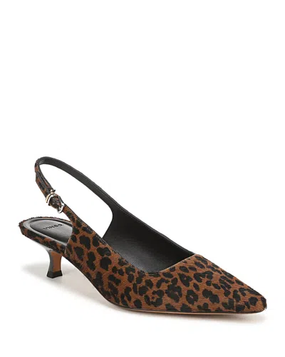 Vince 45mm Sabra Ii Leopard Calf Hair Slingback Pumps In Brown