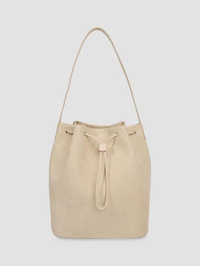 Vince Women's Sarai Croc-embossed Nubuck Bucket Bag In Marzipan