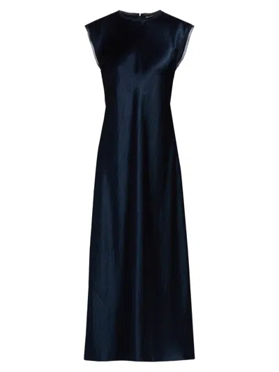 Vince Women's Satin Cap-sleeve Midi-slipdress In Blue