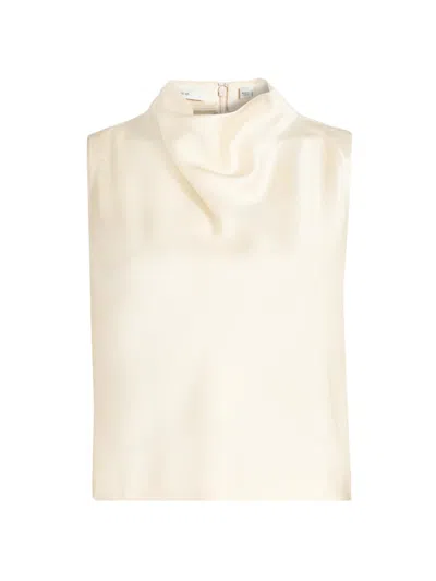 Vince Women's Satin Cowlneck Crop Top In White