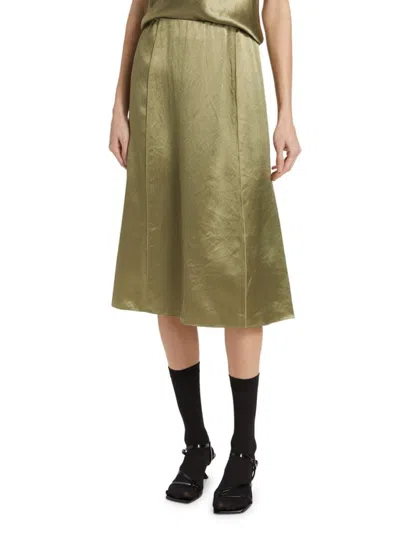 VINCE WOMEN'S SATIN PANELED MIDI-SKIRT