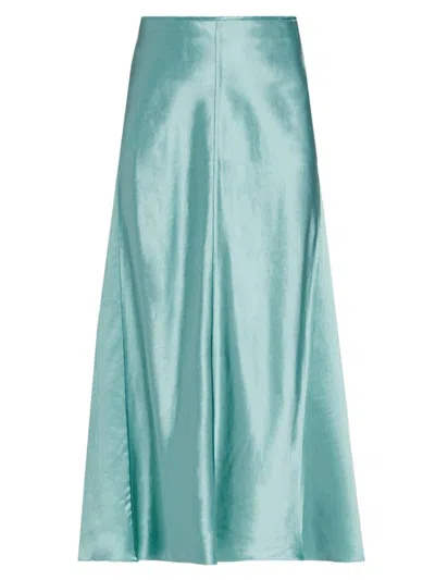 Vince Women's Satin Panelled Slip Skirt In Jade Sea