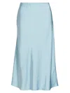 Vince Side Slit Matte Satin Slip Skirt In Blue