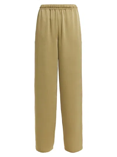 Vince Mid-rise Side Strap Wide-leg Pants In Earthly