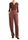 Vince Wide Leg Satin Pants In Brown