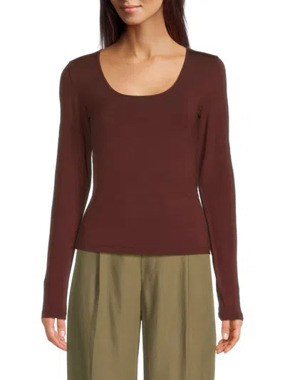 Vince Women's Scoopneck T-shirt In Black Rose