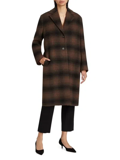 Vince Women's Shadow Plaid Wool-blend Car Coat In Pattern