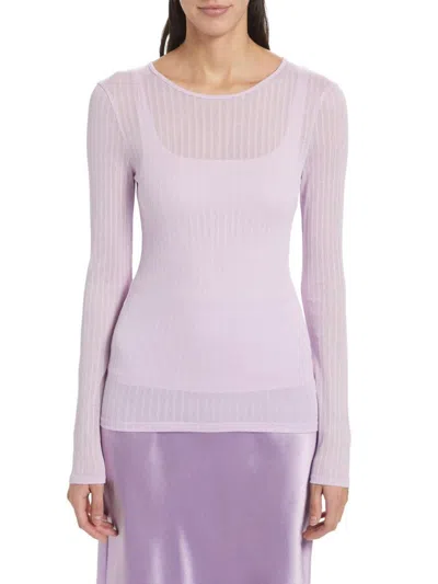 Vince Women's Sheer Crewneck Sweater In Purple