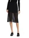 Vince Silk-blend Midi Skirt In Black