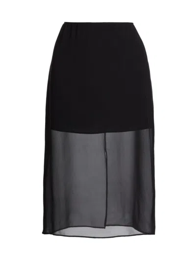 Vince Women's Sheer Silk-blend Pencil Skirt In Black
