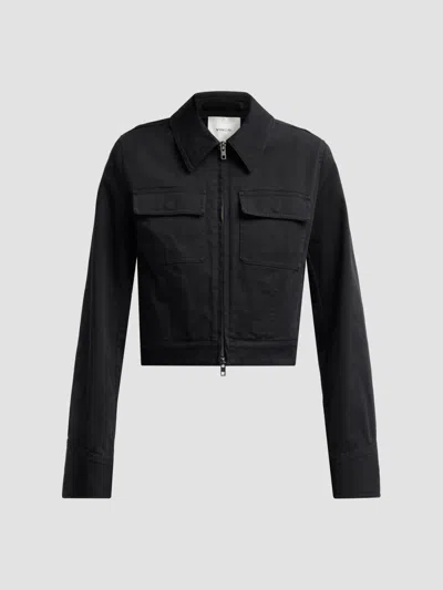 Vince Women's Shrunken Cotton-blend Twill Jacket In Black