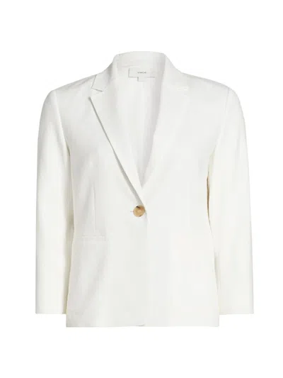 Vince Women's Shrunken Stretch Linen-blend Blazer In White