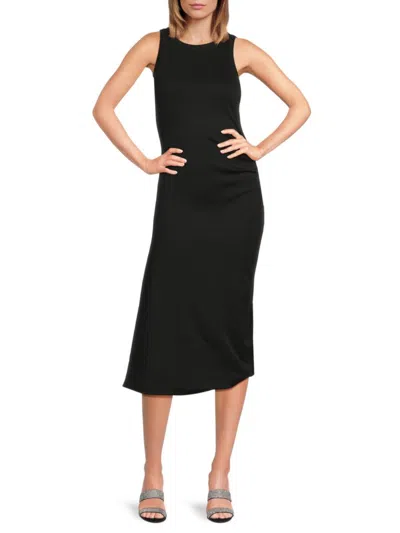 Vince Women's Side-drank Pima Cotton Tank Midi-dress In Black