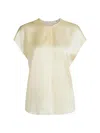 Vince Silk Split-neck Cap-sleeve Blouse In Sun Creme