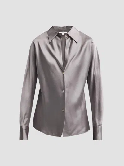 Vince Women's Silk Long-sleeve Blouse In Gray