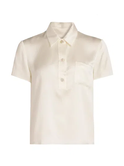 Vince Women's Silk Short-sleeve Polo Top In Neutral