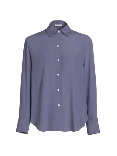 VINCE WOMEN'S SILK STRETCH BUTTON-FRONT SHIRT