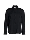 Vince Women's Silk Stretch Button-front Shirt In Black
