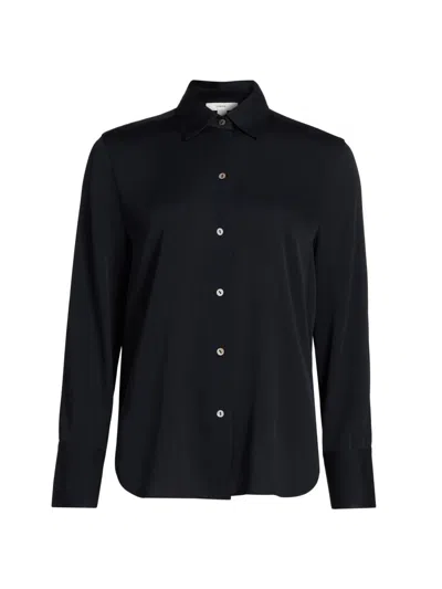 Vince Women's Silk Stretch Button-front Shirt In Black
