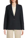 Vince Single-breasted Linen-blend Blazer In Marina