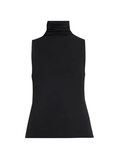 Vince Sleeveless Modal Turtleneck Top In Black