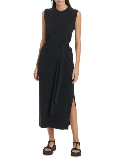 Vince Women's Sleeveless Wrap Midi-dress In Black