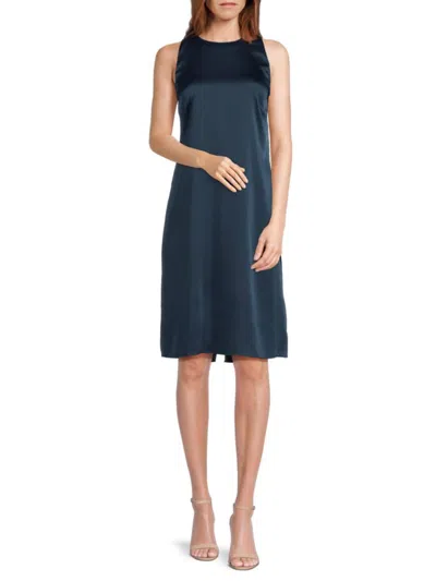 Vince Women's Slim Fit Satin Sleeveless Dress In Coastal