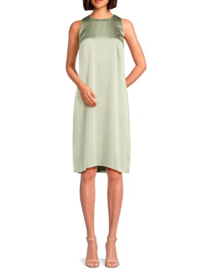 Vince Women's Slim Fit Satin Sleeveless Dress In Light Jade