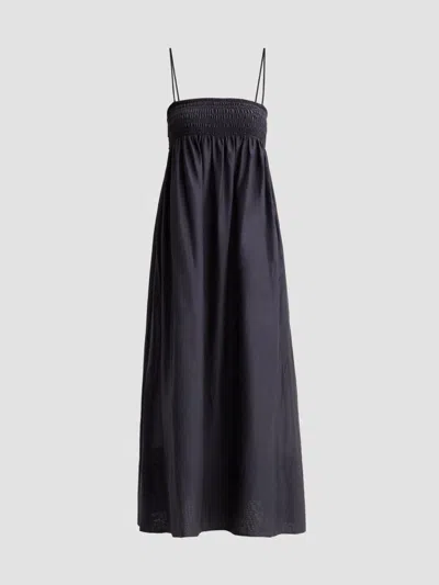 Vince Women's Smocked Cotton-silk Tie Cami Dress In Black