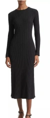 VINCE WOMEN'S SOLID BLACK RIBBED KNIT SWEATER DRESS