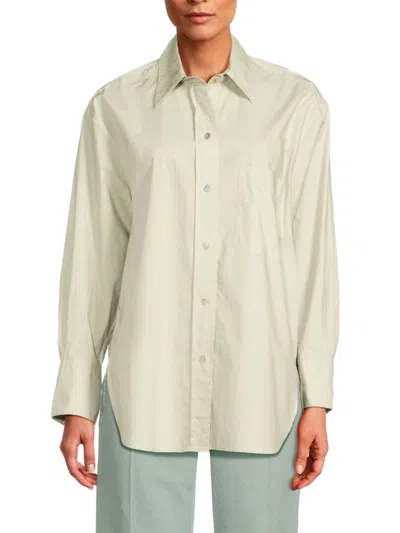 Vince Women's Solid Long Sleeve Oversized Shirt In Light Jade