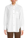 Vince Women's Solid Long Sleeve Oversized Shirt In Optic White