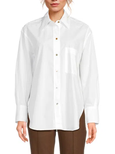 Vince Women's Solid Long Sleeve Oversized Shirt In Optic White