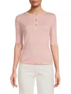 Vince Women's Solid Pima Cotton Henley In Coastal