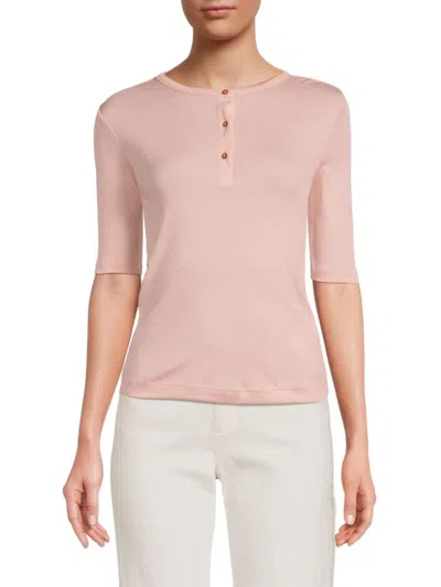 Vince Women's Solid Pima Cotton Henley In Coastal